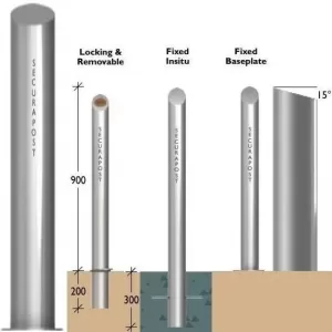 Securapost Regal Stainless Steel 200NB Baseplate Bollards