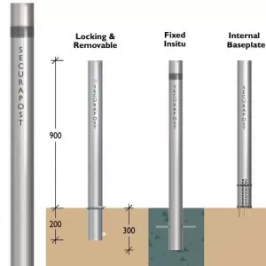 Securapost Slimline Stainless Steel 90NB Fixed Bollards