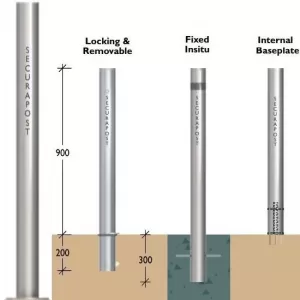 Securapost Slimline Stainless Steel 100NB Baseplate Bollards