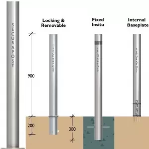 Securapost Slimline Stainless Steel 150NB Baseplate Bollards